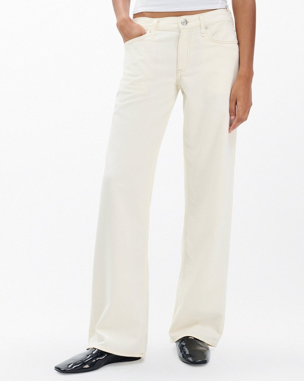 Saige Relaxed Straight Jeans Ecru - Image 3
