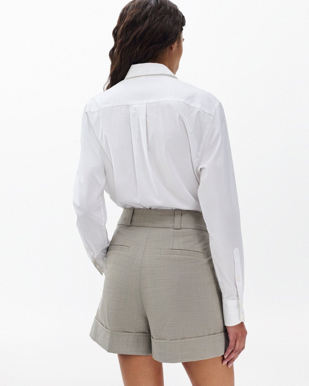 Neila Italian Stretch Wool Shorts Light Taupe - Image 6