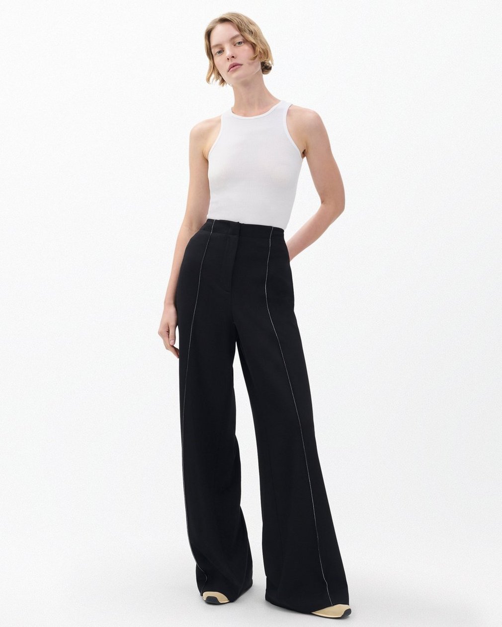 Irina Contrast-Stitch Pants Black - Image 3