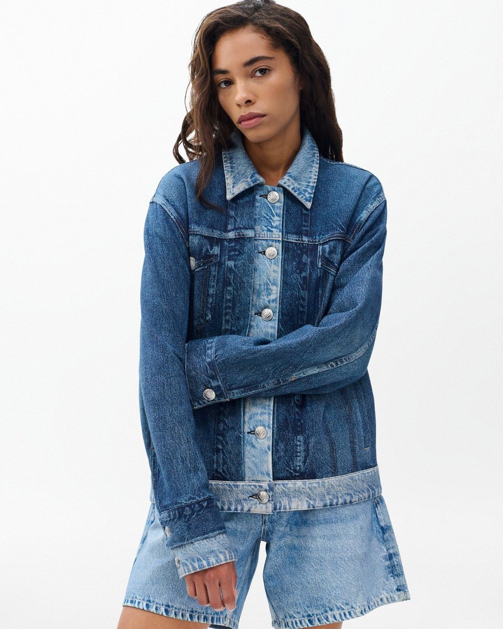 Miramar Oversized Combo Trucker Jacket Double Indigo