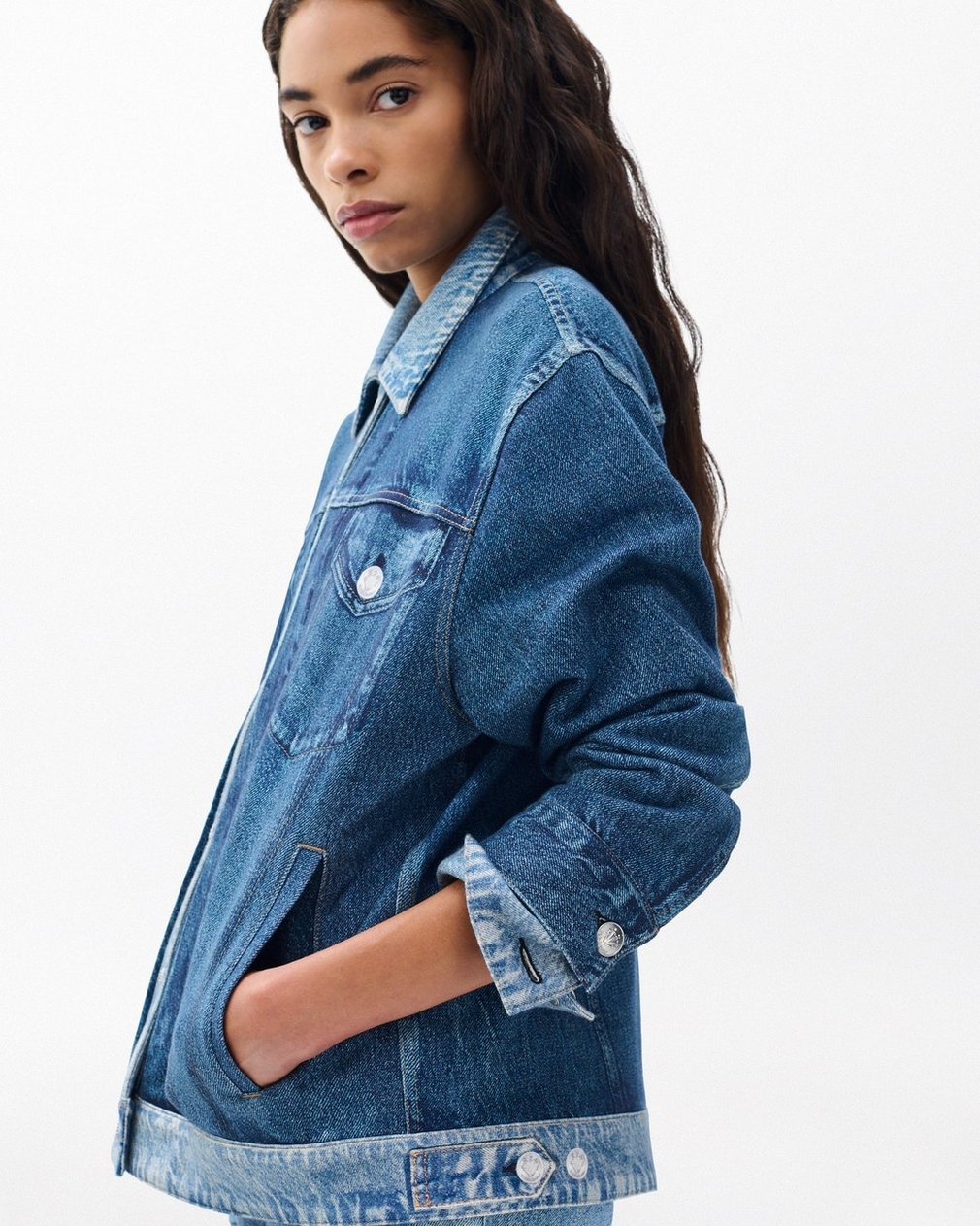 Miramar Oversized Combo Trucker Jacket Double Indigo - Image 4