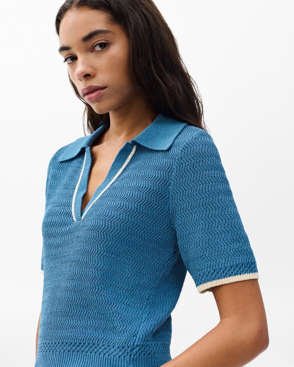 Costi Knit Polo Shirt Fog Blue - Image 5