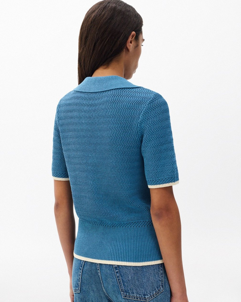 Costi Knit Polo Shirt Fog Blue - Image 6