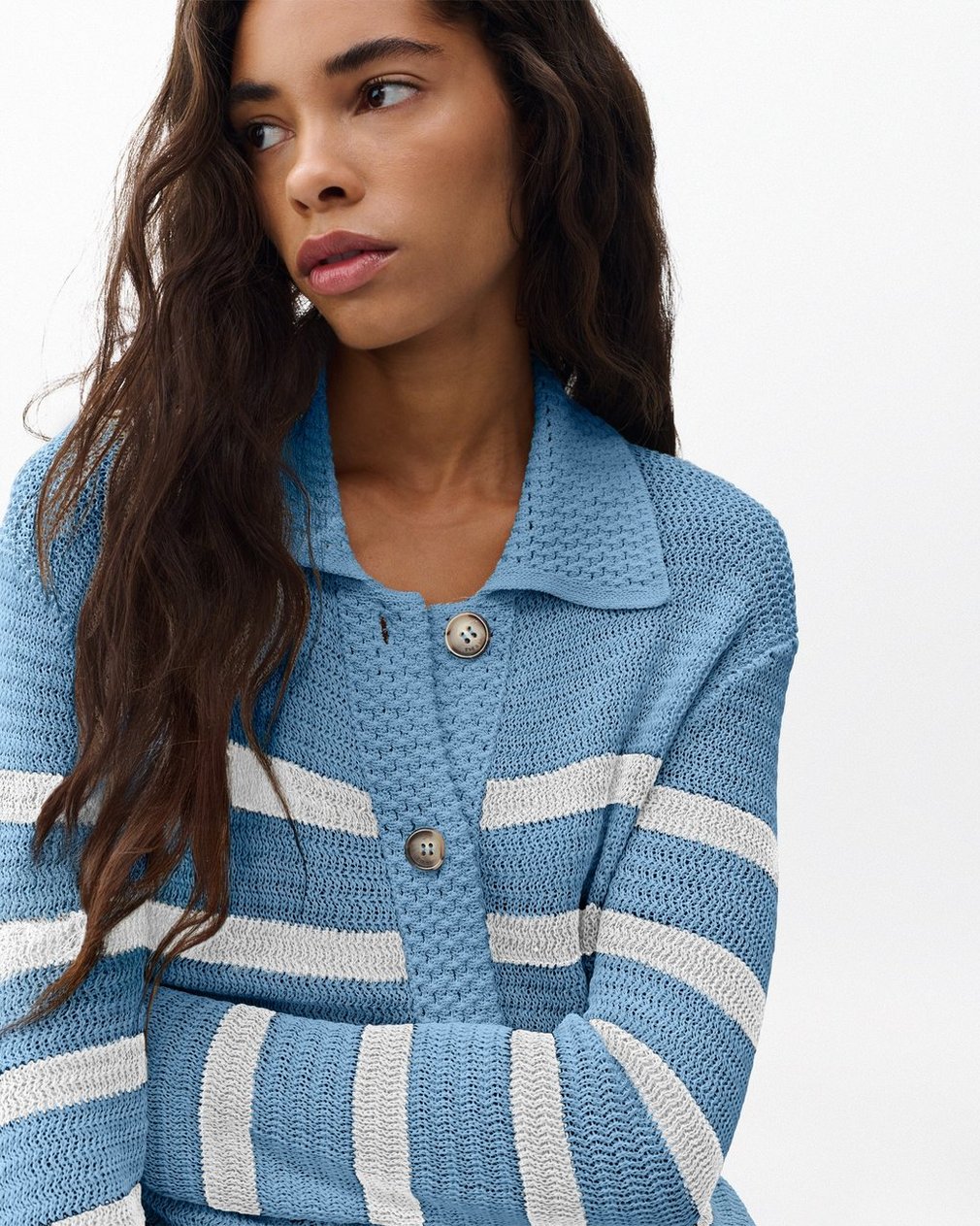 Costi Striped Cardigan Fog Blue - Image 2