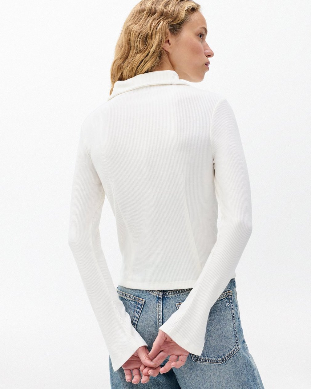 The Knit Ribbed Buttoned Cardigan Ivory - Image 6