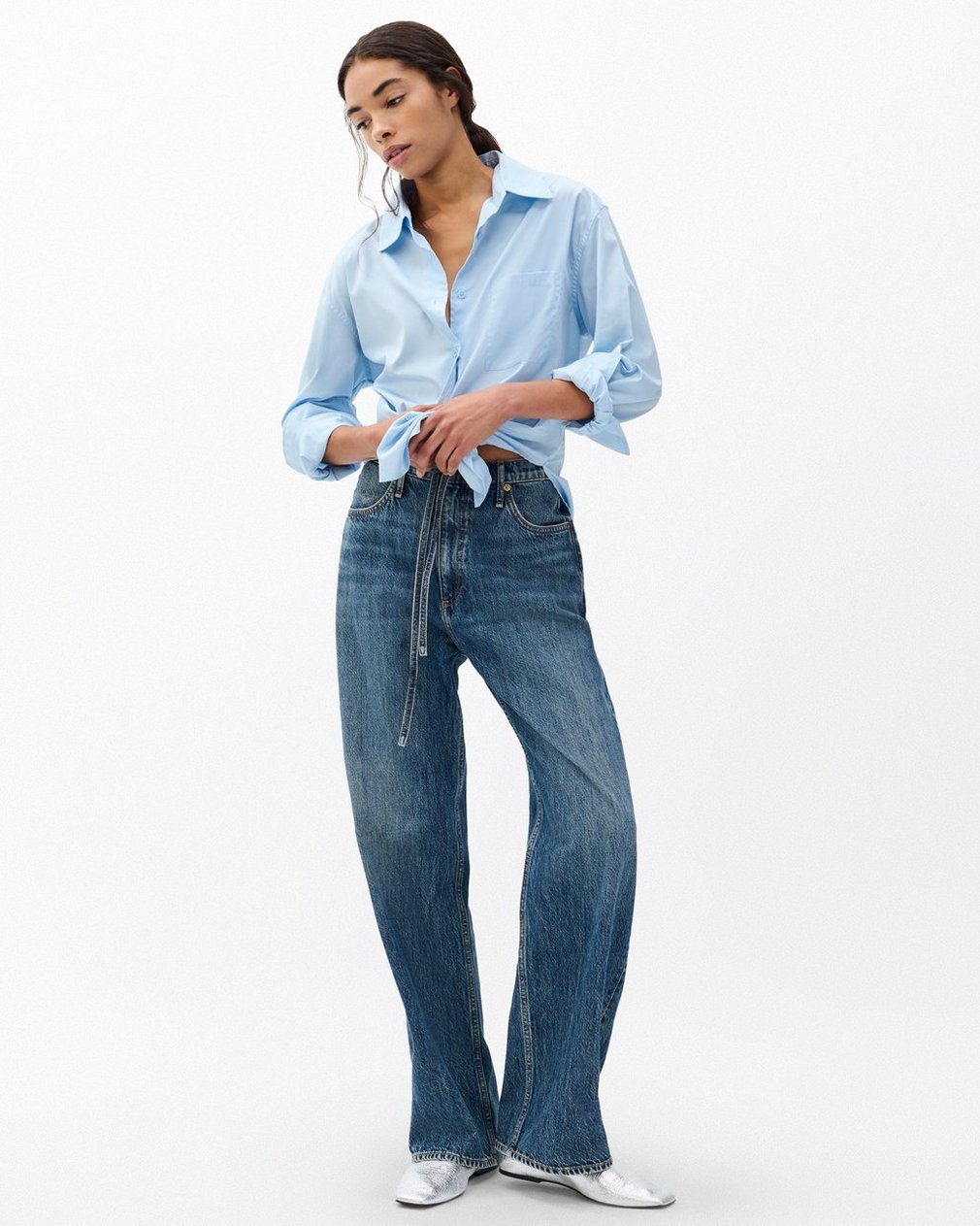 Phoebe Drawstring Wide-Leg Jeans Delcan - Image 3