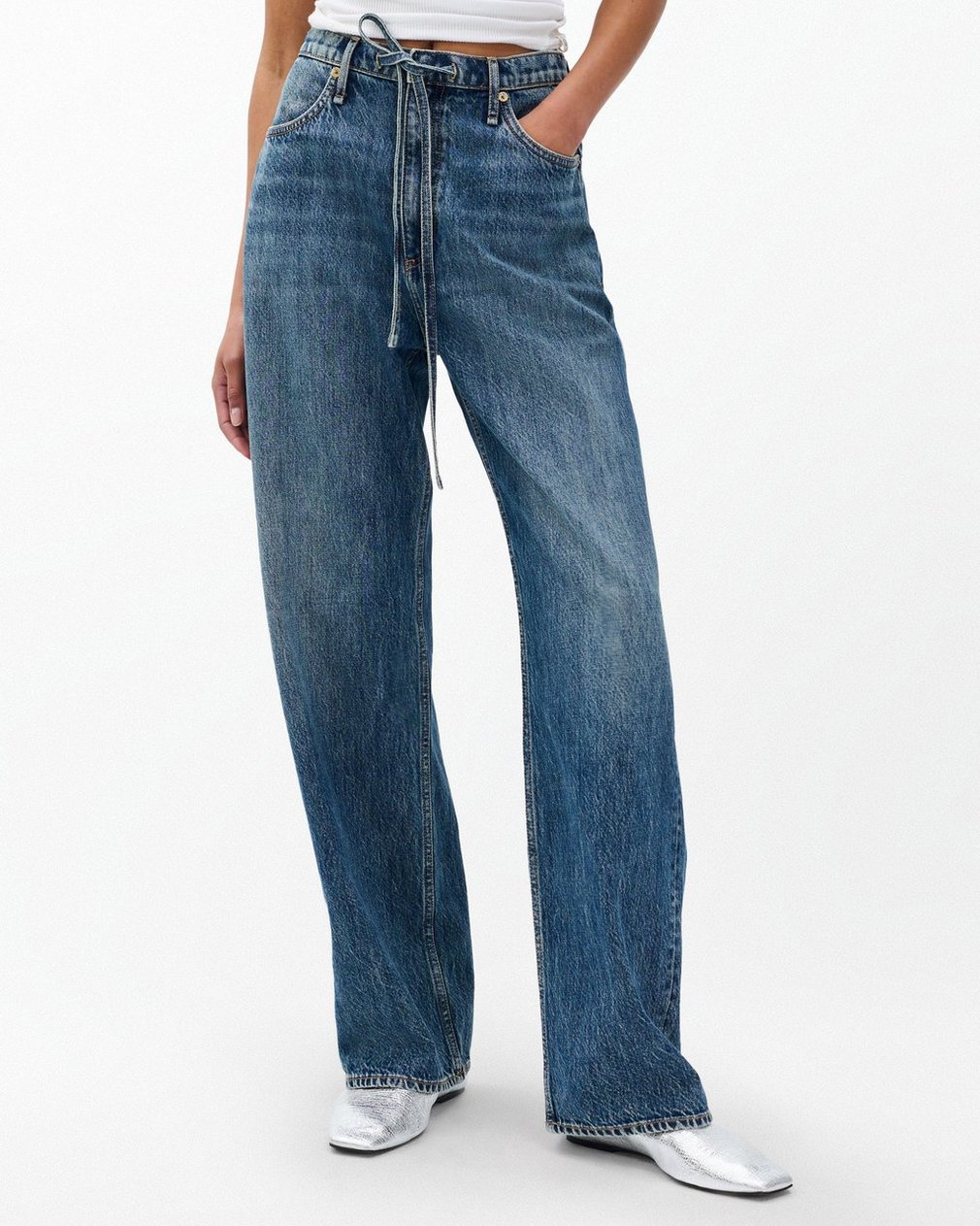 Phoebe Drawstring Wide-Leg Jeans Delcan - Image 4