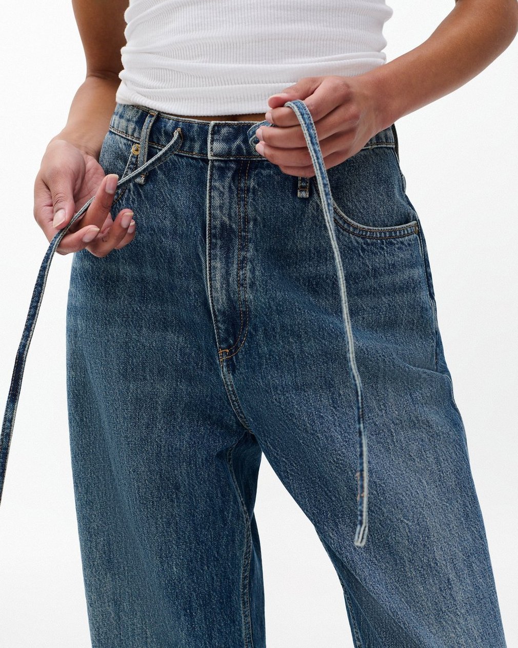 Phoebe Drawstring Wide-Leg Jeans Delcan - Image 5