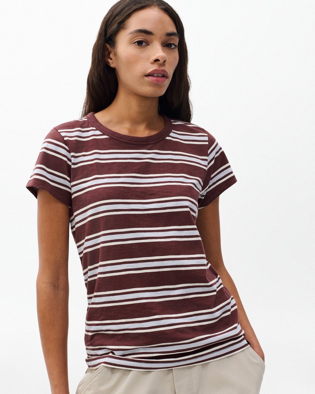The Slub Striped T Shirt Brown Blue Multi