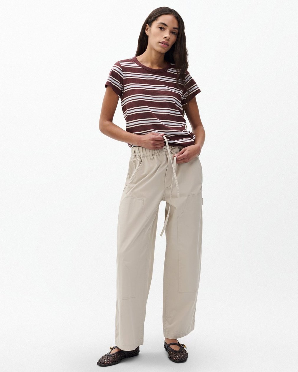The Slub Striped T Shirt Brown Blue Multi - Image 3