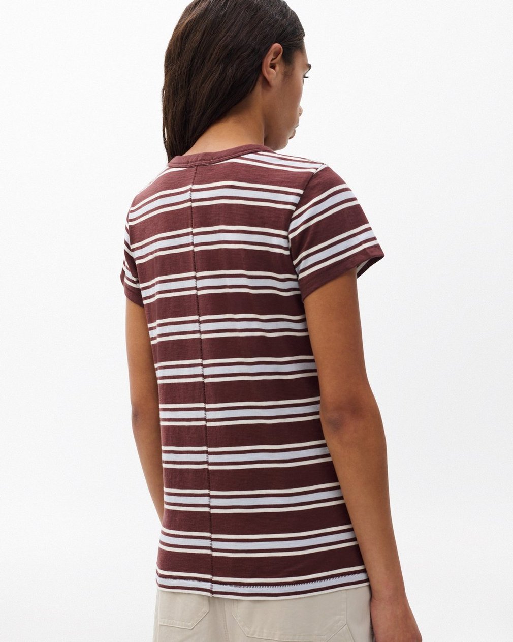 The Slub Striped T Shirt Brown Blue Multi - Image 6