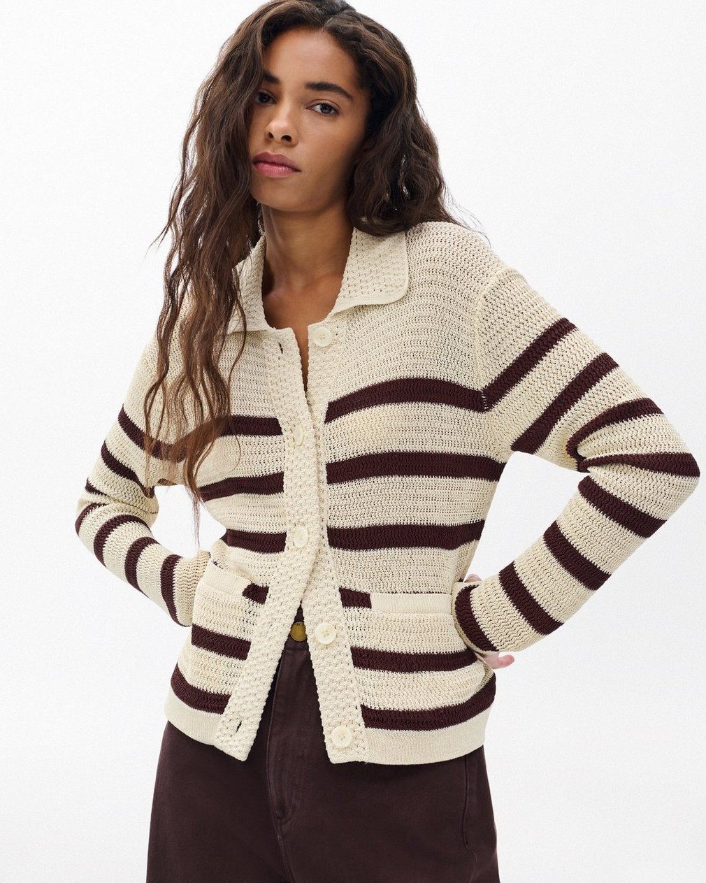 Costi Striped Cardigan Turtledove
