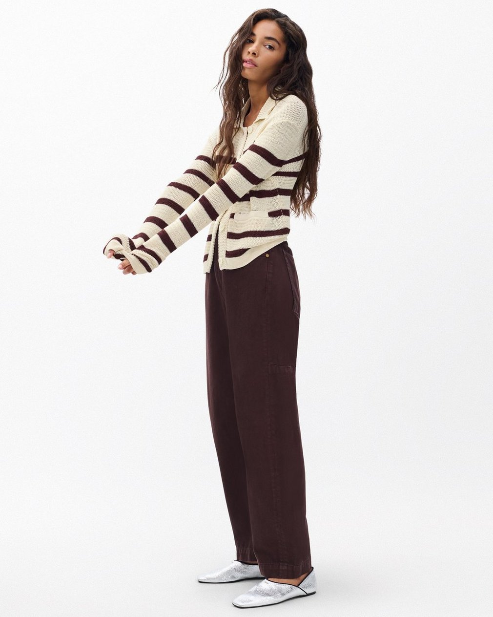 Costi Striped Cardigan Turtledove - Image 3