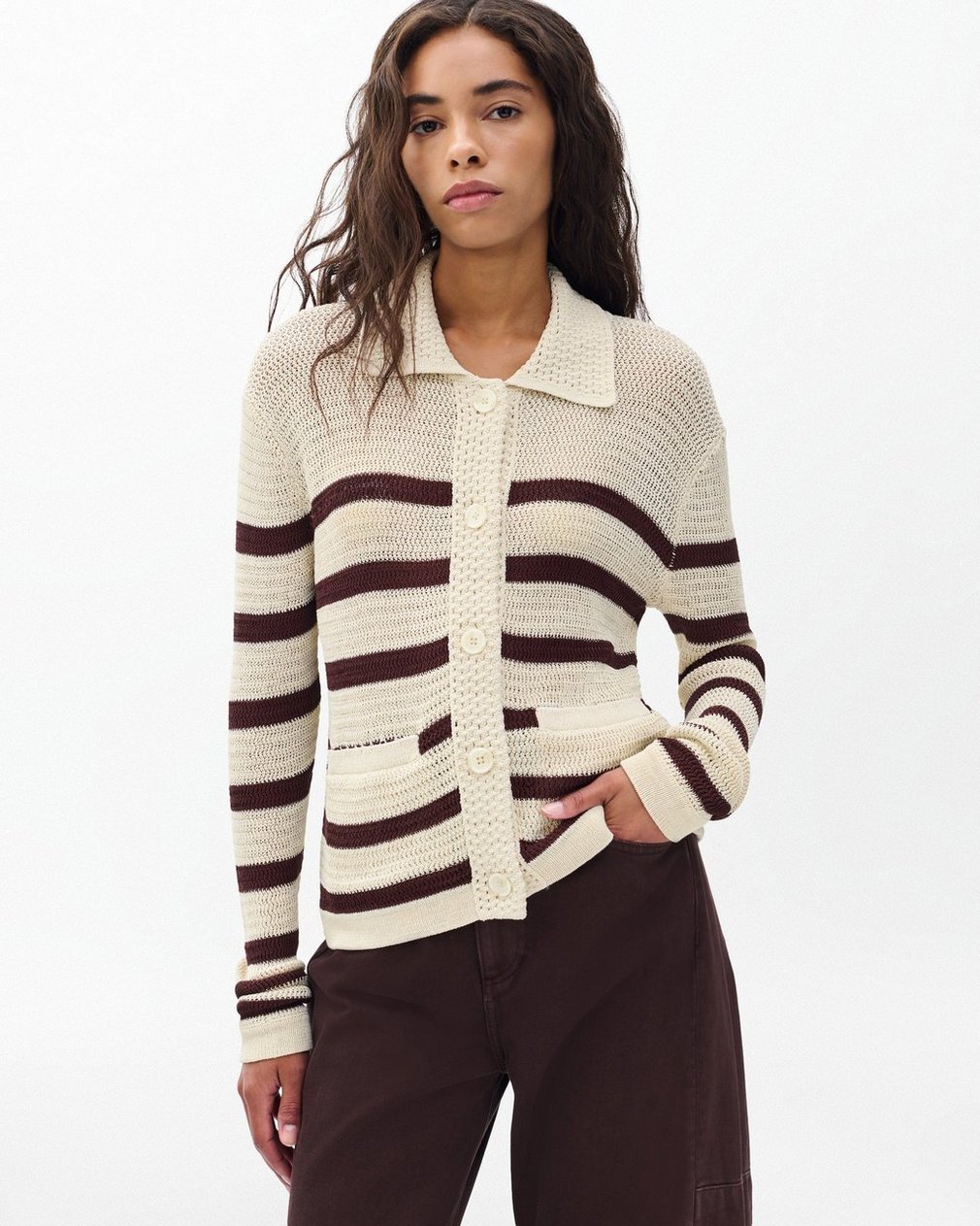 Costi Striped Cardigan Turtledove - Image 4
