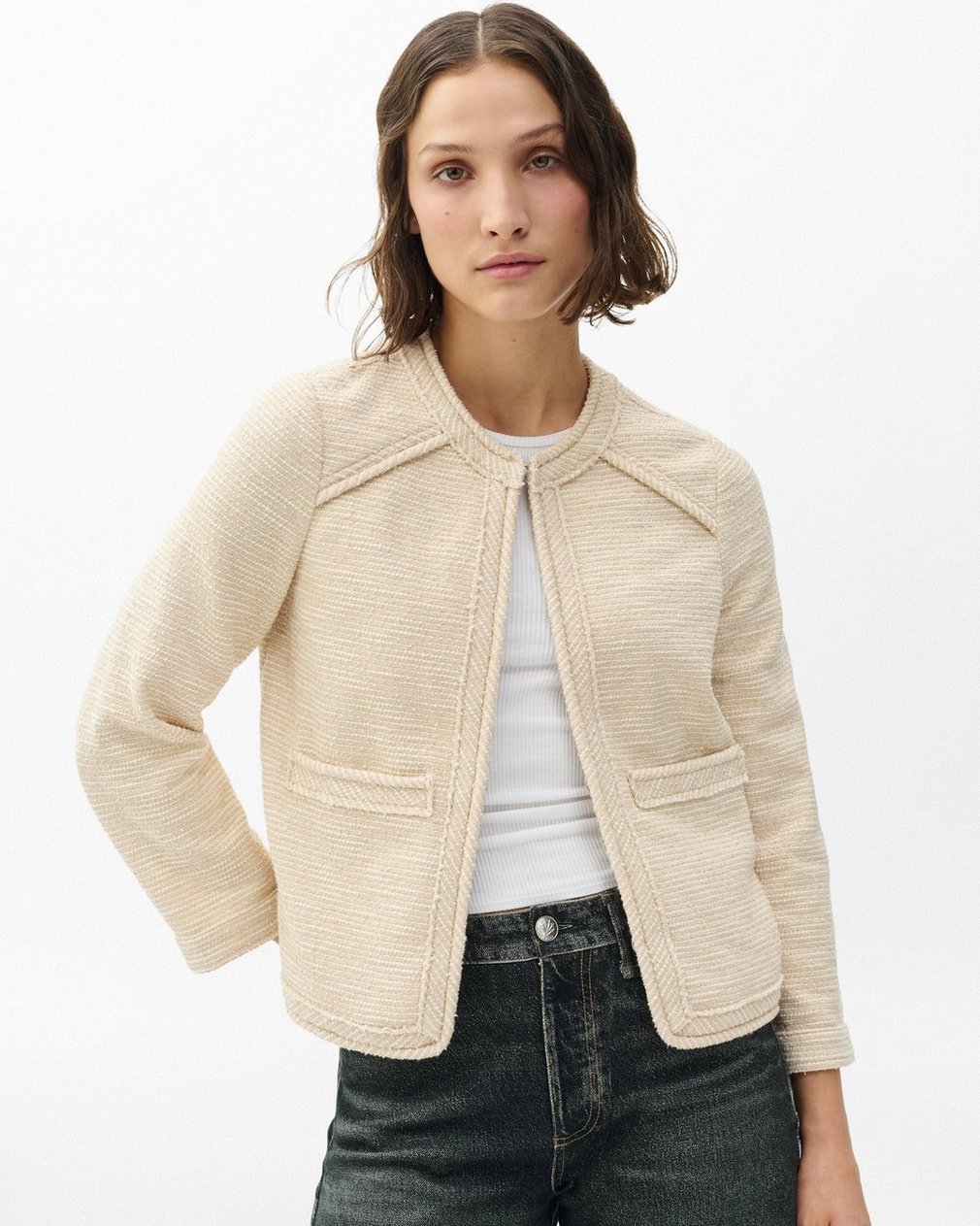 Clarice Tweed Jacket Cream
