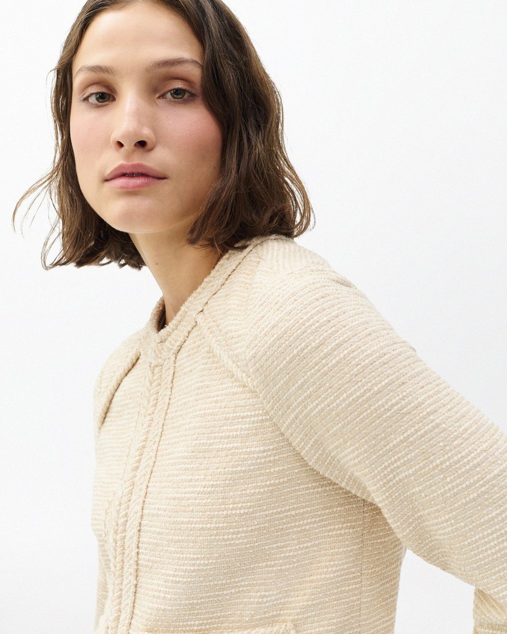 Clarice Tweed Jacket Cream - Image 4