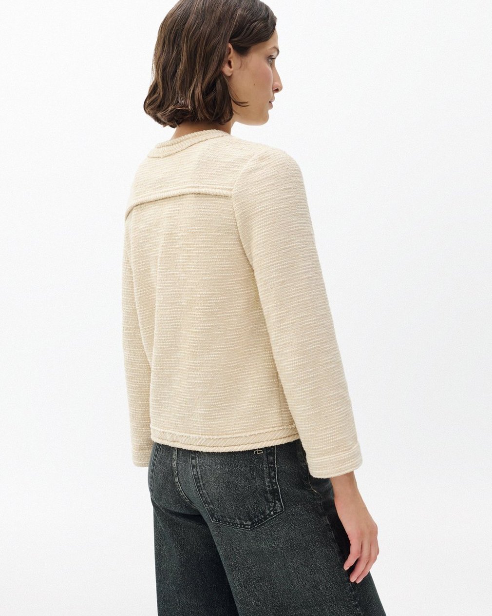 Clarice Tweed Jacket Cream - Image 6