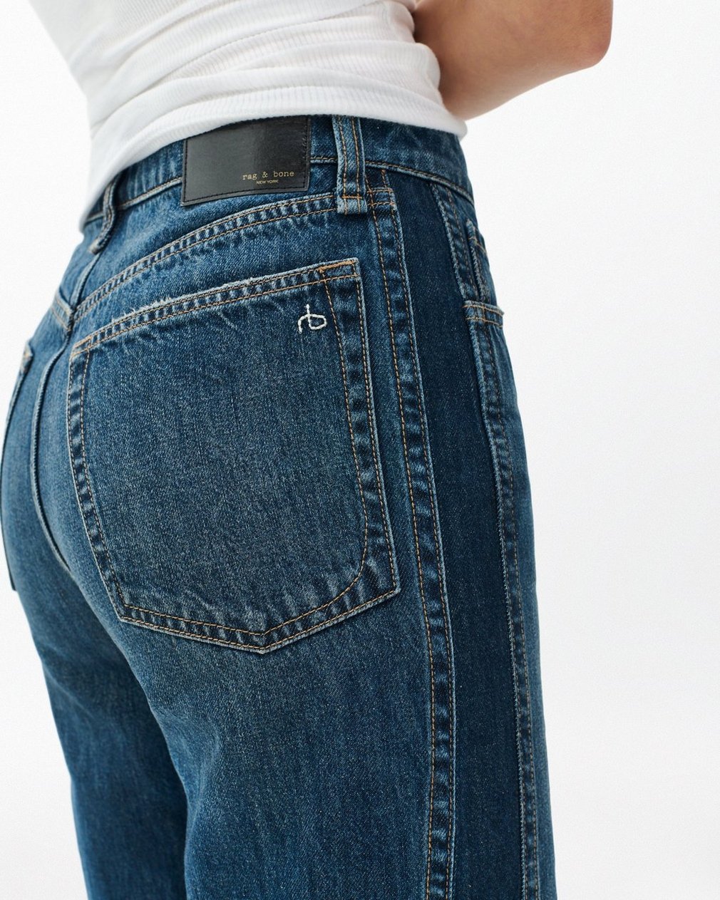 Logan Spliced Wide-Leg Jeans Two Tone Dk Indigo - Image 5