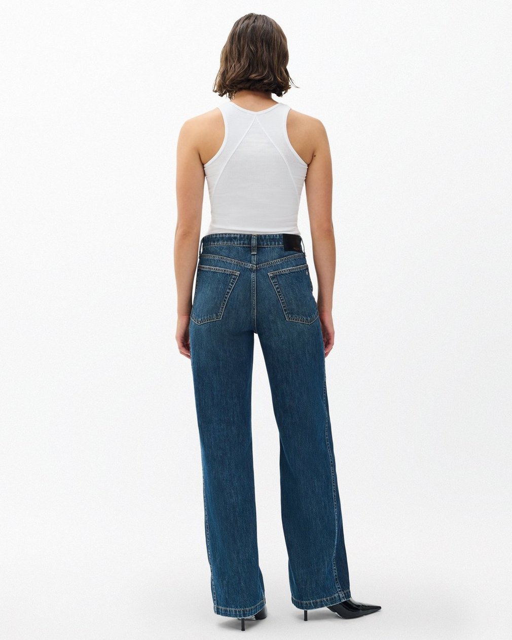 Logan Spliced Wide-Leg Jeans Two Tone Dk Indigo - Image 6