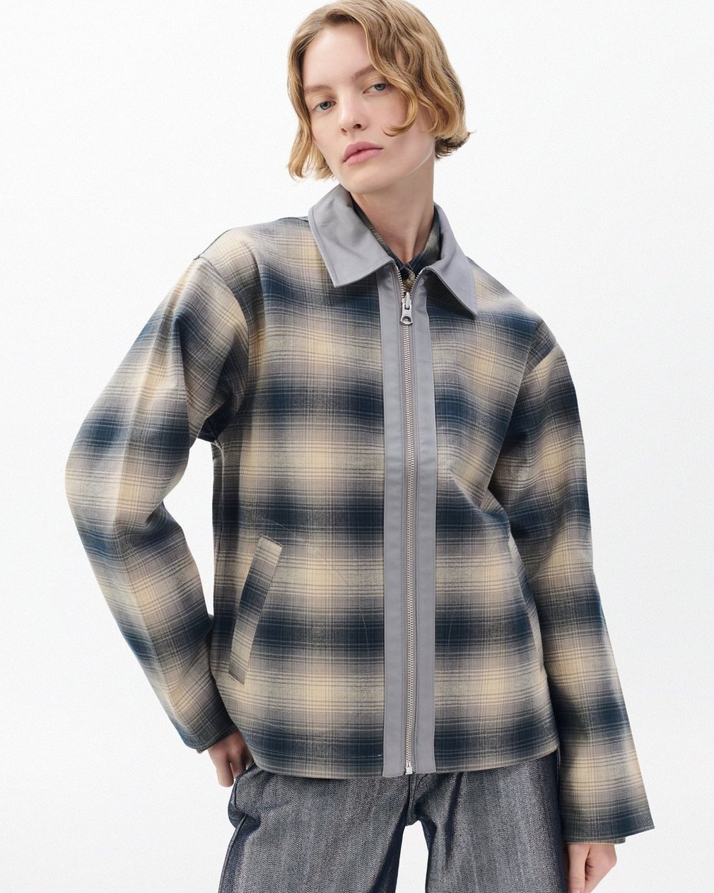 Carrie Reversible Jacket Grey Plaid
