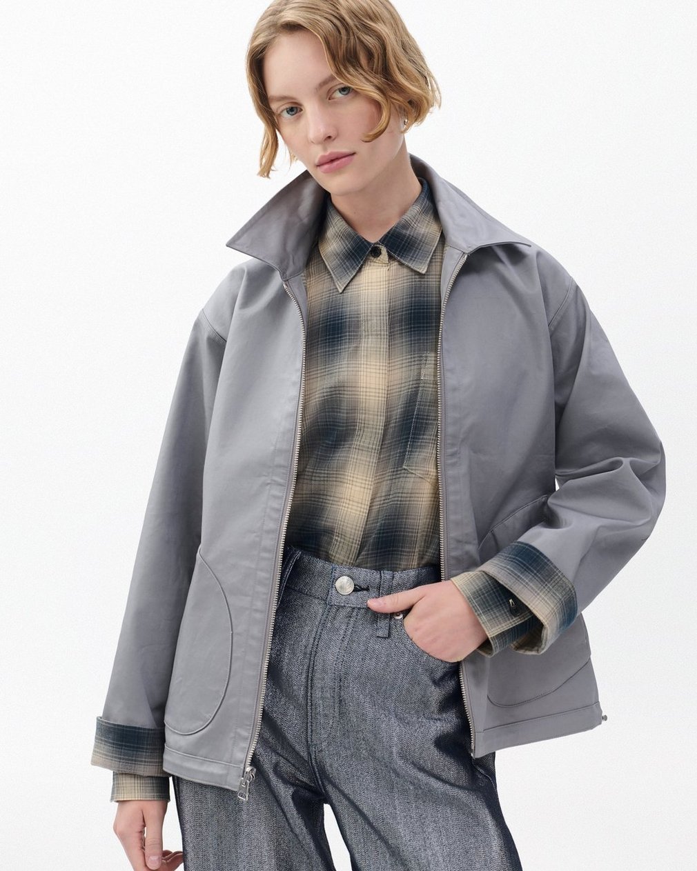 Carrie Reversible Jacket Grey Plaid - Image 4