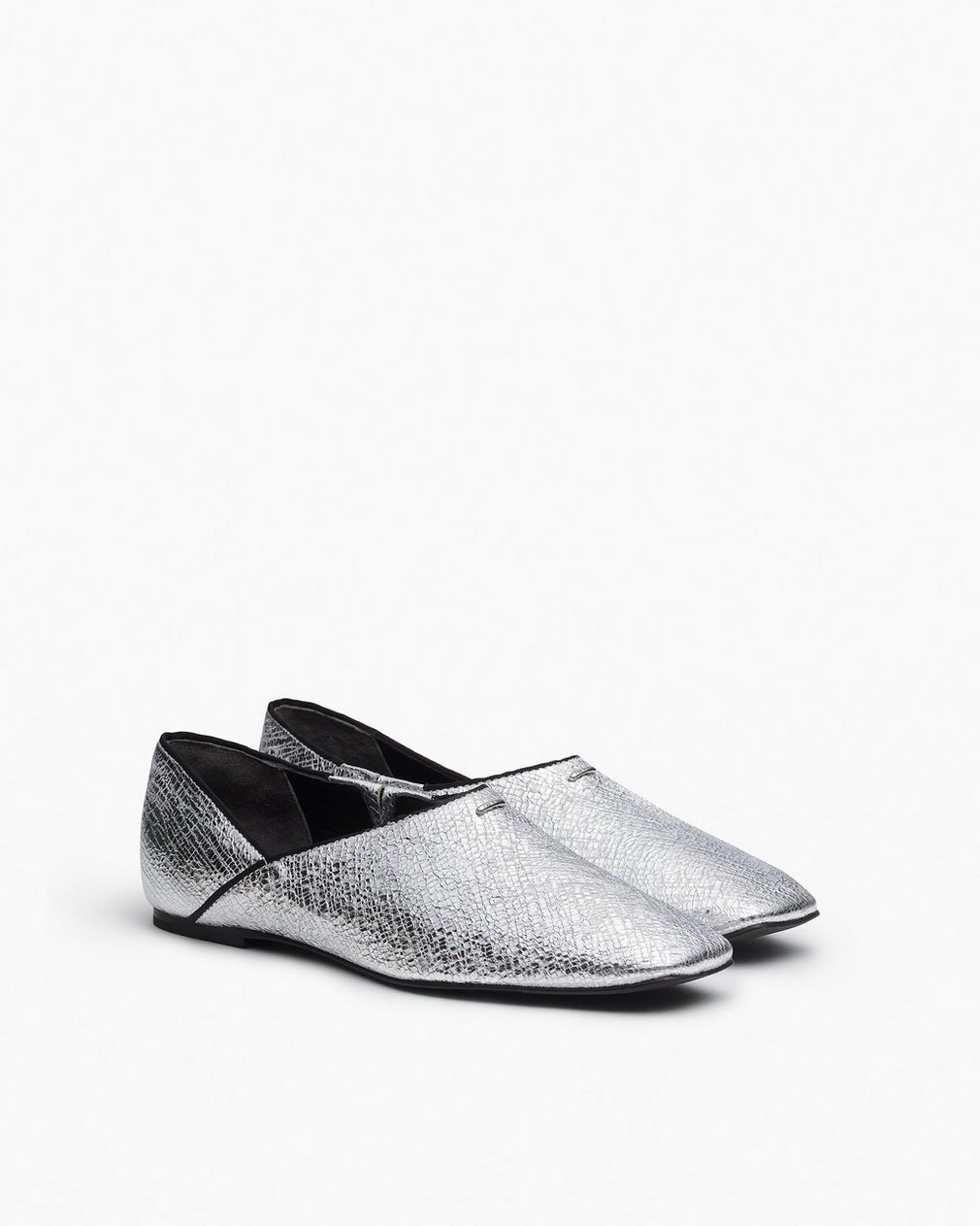 Sadie Leather Flats Silver - Image 3