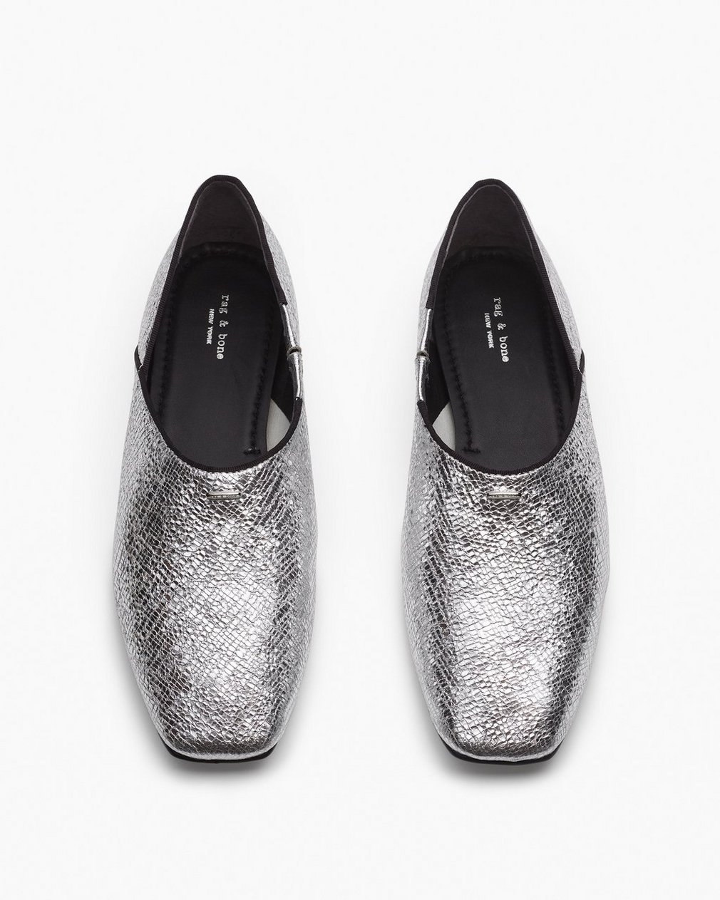 Sadie Leather Flats Silver - Image 5