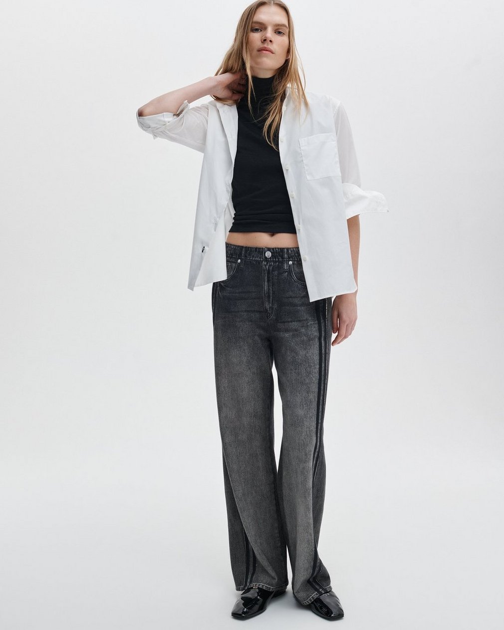 Miramar Wide-Leg Track Pants Washed Black