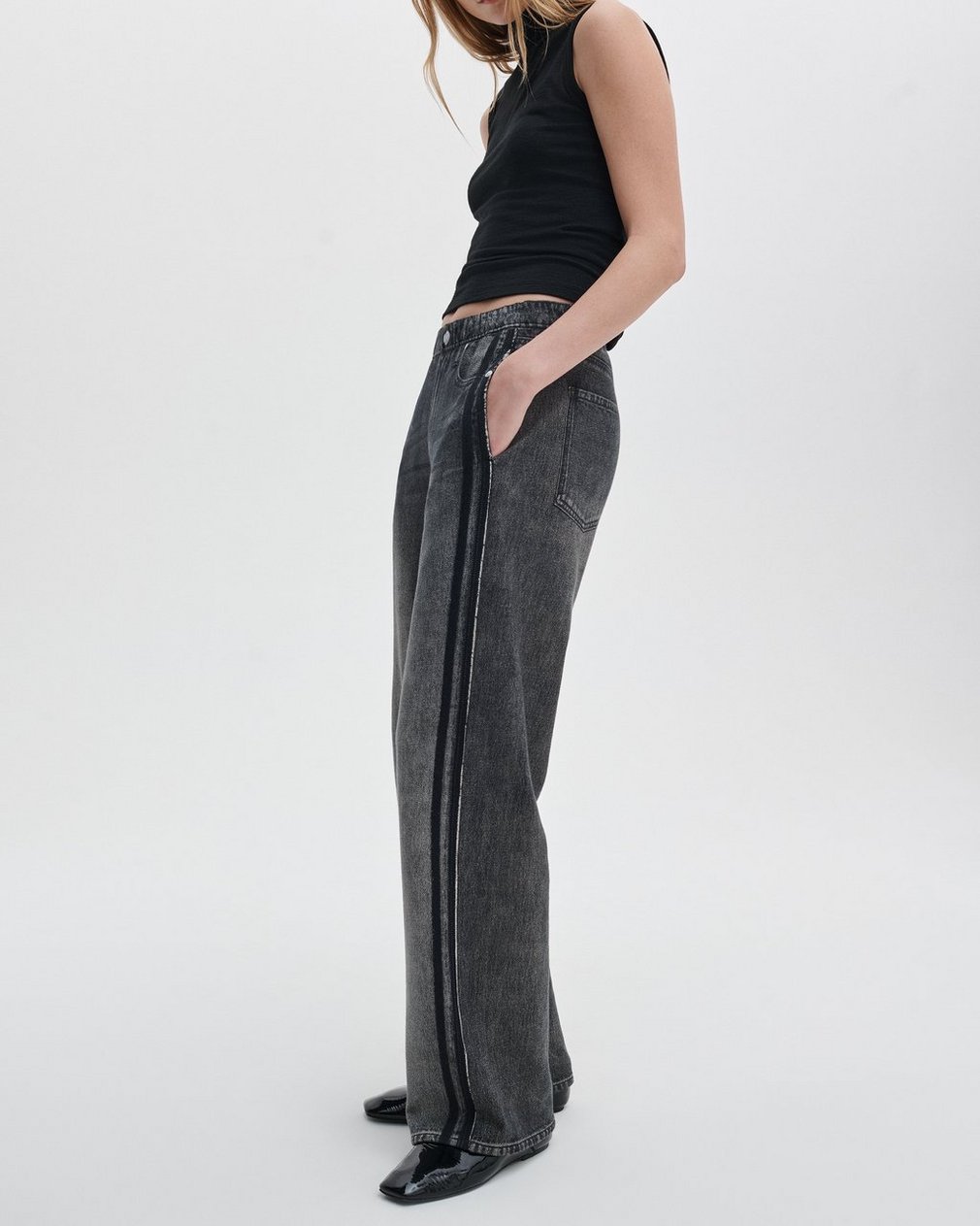 Miramar Wide-Leg Track Pants Washed Black - Image 3