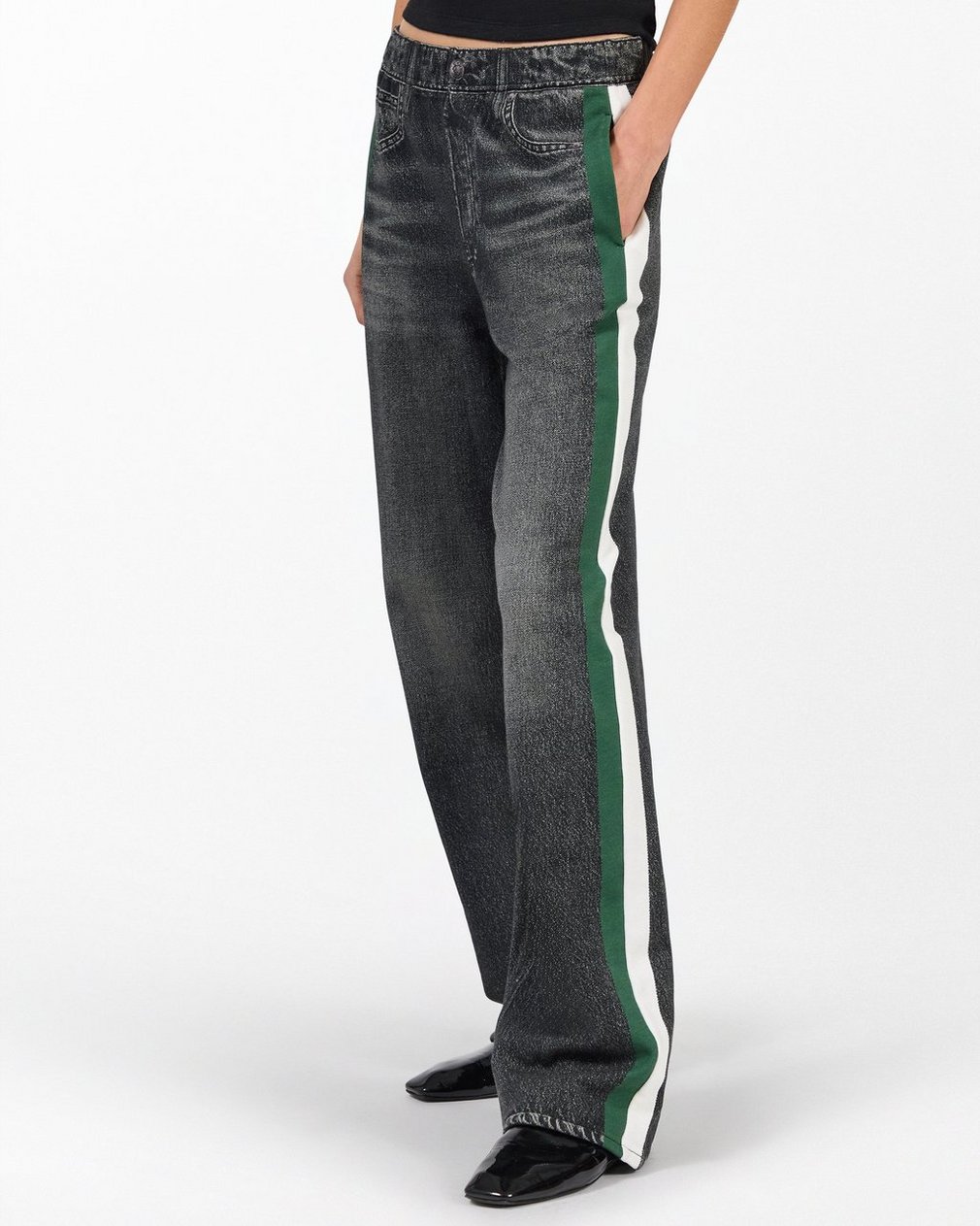 Miramar Sport Stripe Track Pants Washedblck Grn Wht Stripe - Image 3