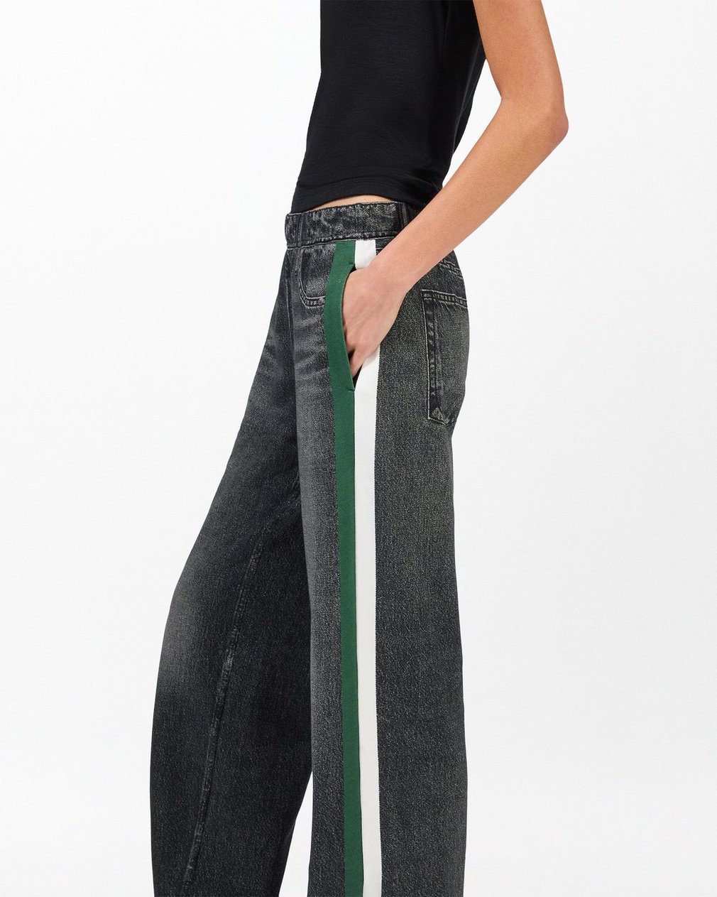 Miramar Sport Stripe Track Pants Washedblck Grn Wht Stripe - Image 4