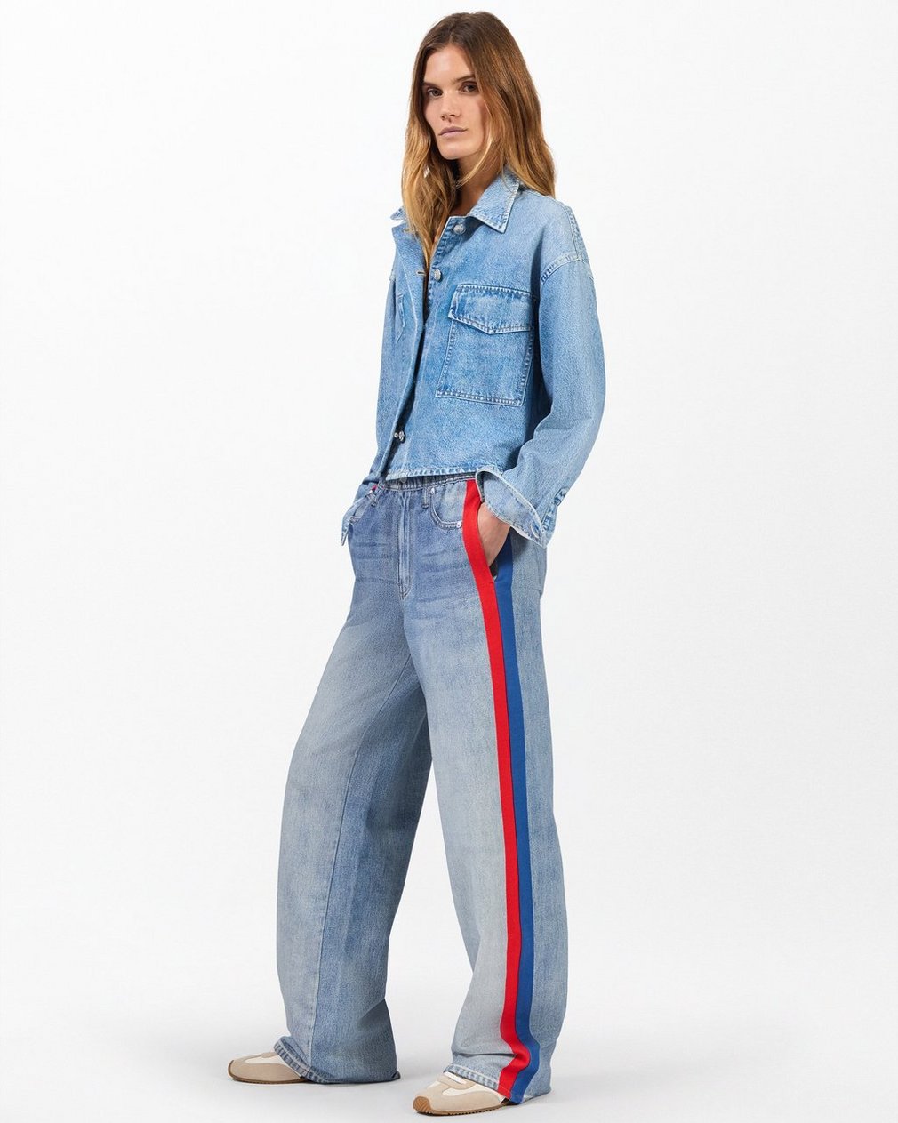 Miramar Sport Stripe Track Pants Coney Blue Red Stripe - Image 2