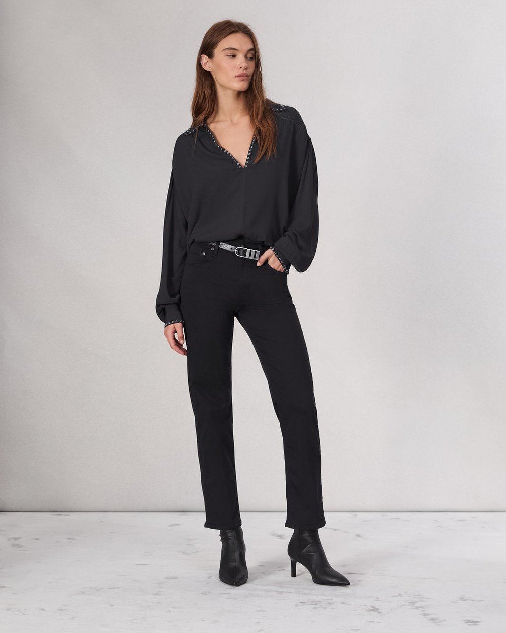 Flexi Harlow Straight Jean Black