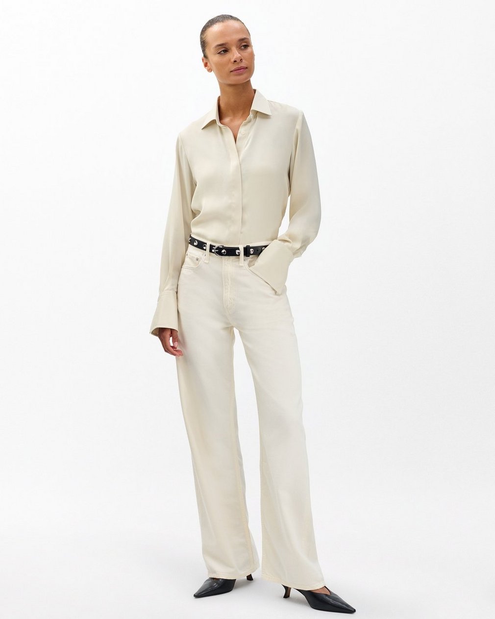 Featherweight Logan Wide Leg Ecru: Mid-Rise Jean - Image 3