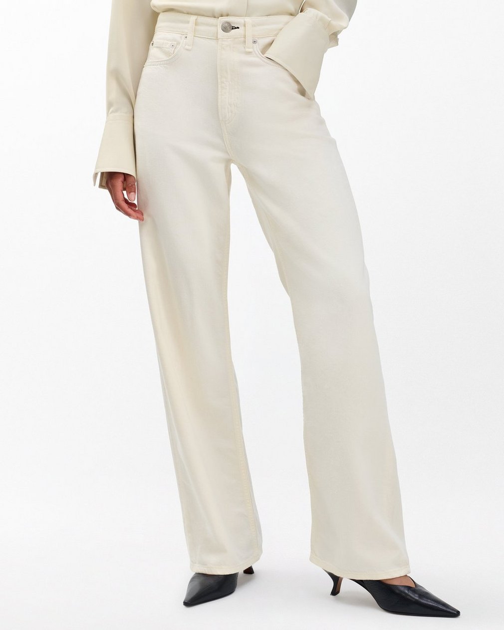 Featherweight Logan Wide Leg Ecru: Mid-Rise Jean - Image 4