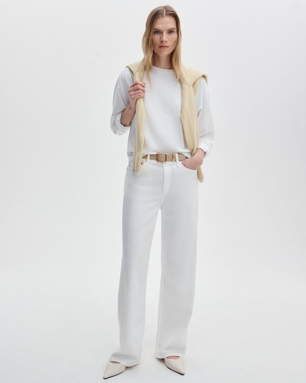 Featherweight Logan Wide-Leg Jeans Optic White