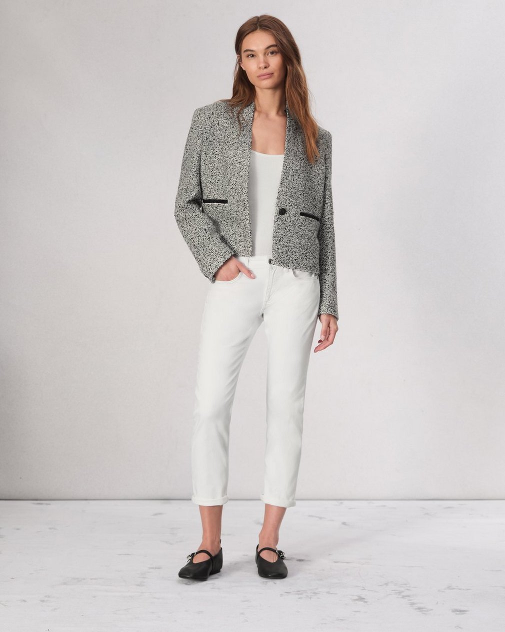 Dre Slim Boyfriend Jean Optic White