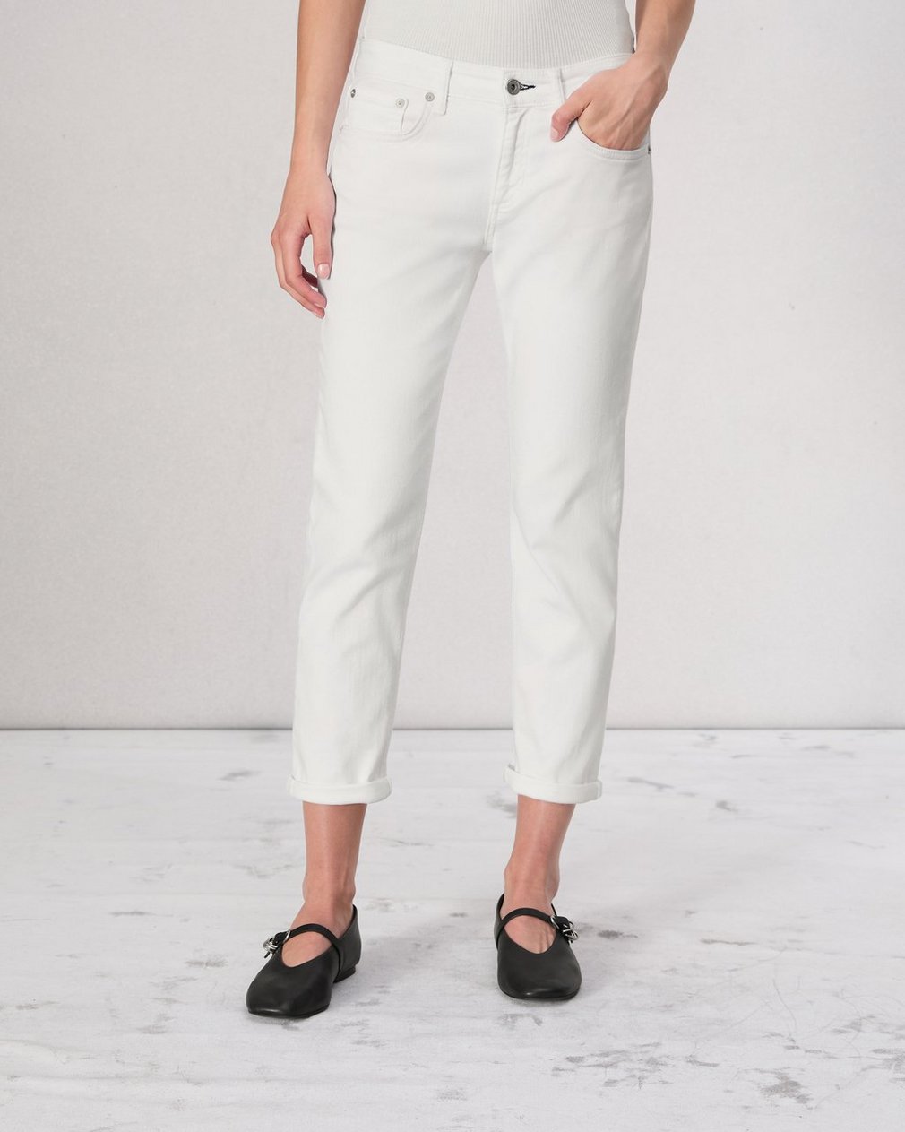 Dre Slim Boyfriend Jean Optic White - Image 3