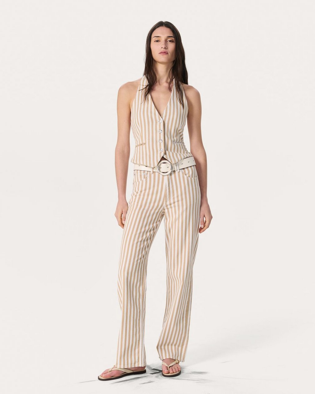 Shea Relaxed Straight Jeans Tan Stripe