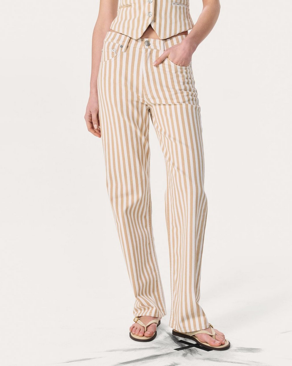 Shea Relaxed Straight Jeans Tan Stripe - Image 3