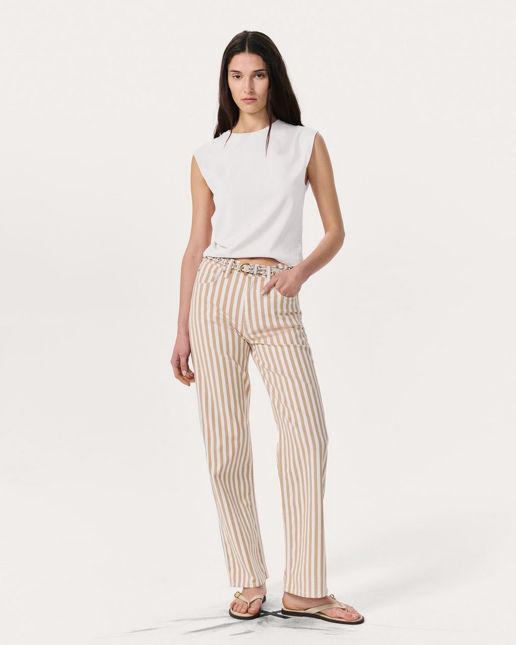 Shea Relaxed Straight Jeans Tan Stripe - Image 7