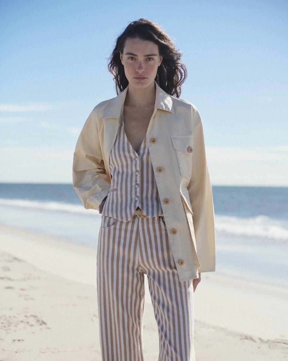 Shea Relaxed Straight Jeans Tan Stripe - Image 8