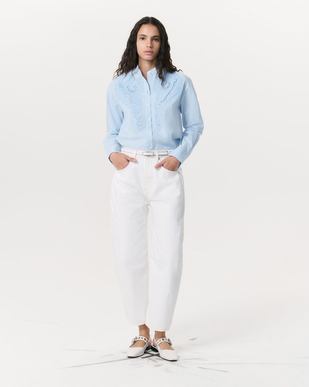 Charlie Ankle-Length Barrel Jeans White