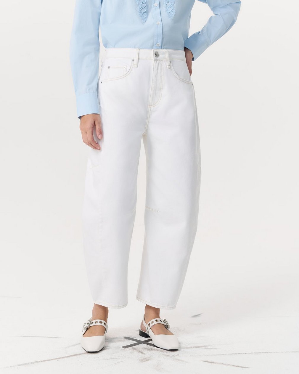 Charlie Ankle-Length Barrel Jeans White - Image 3