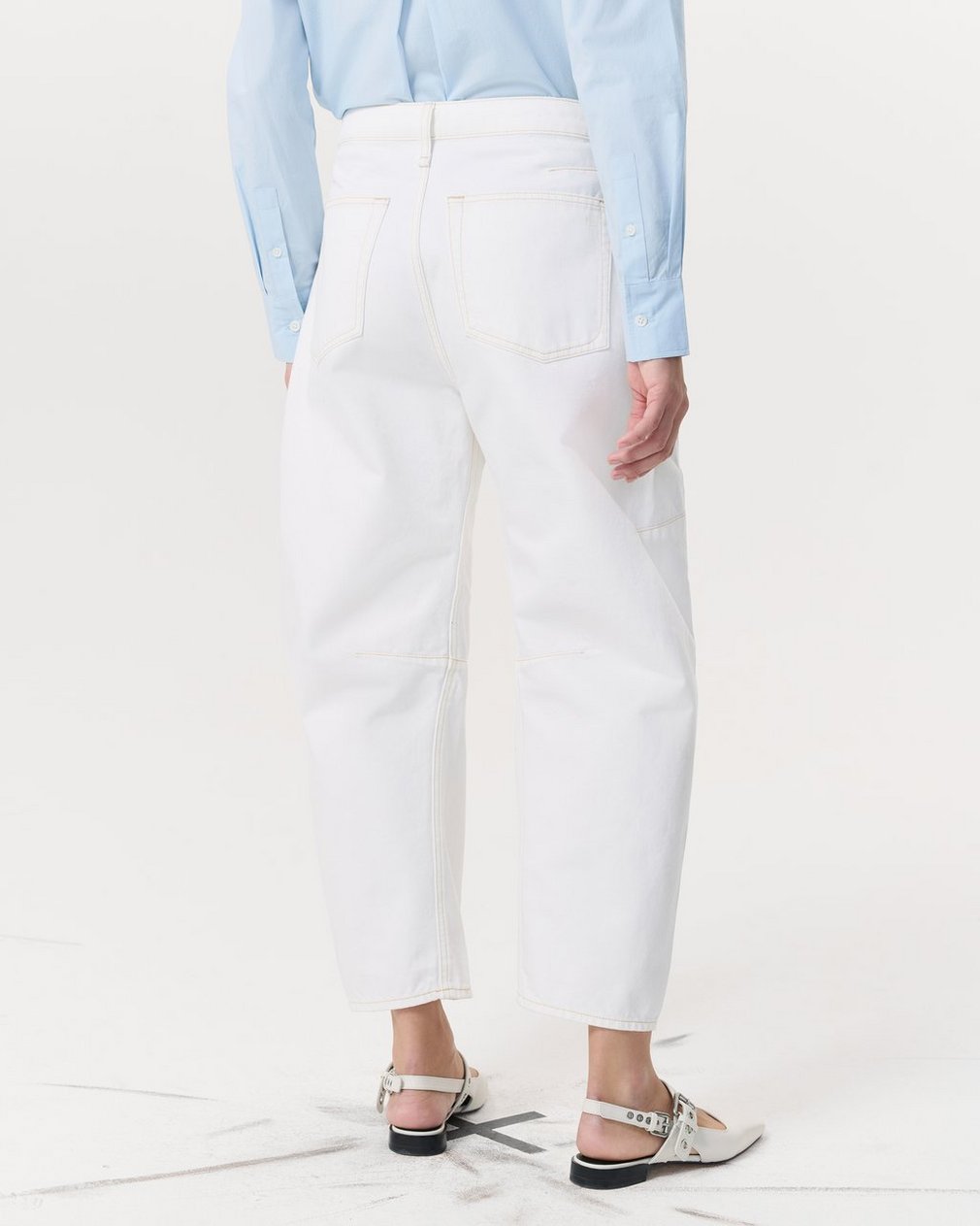 Charlie Ankle-Length Barrel Jeans White - Image 5