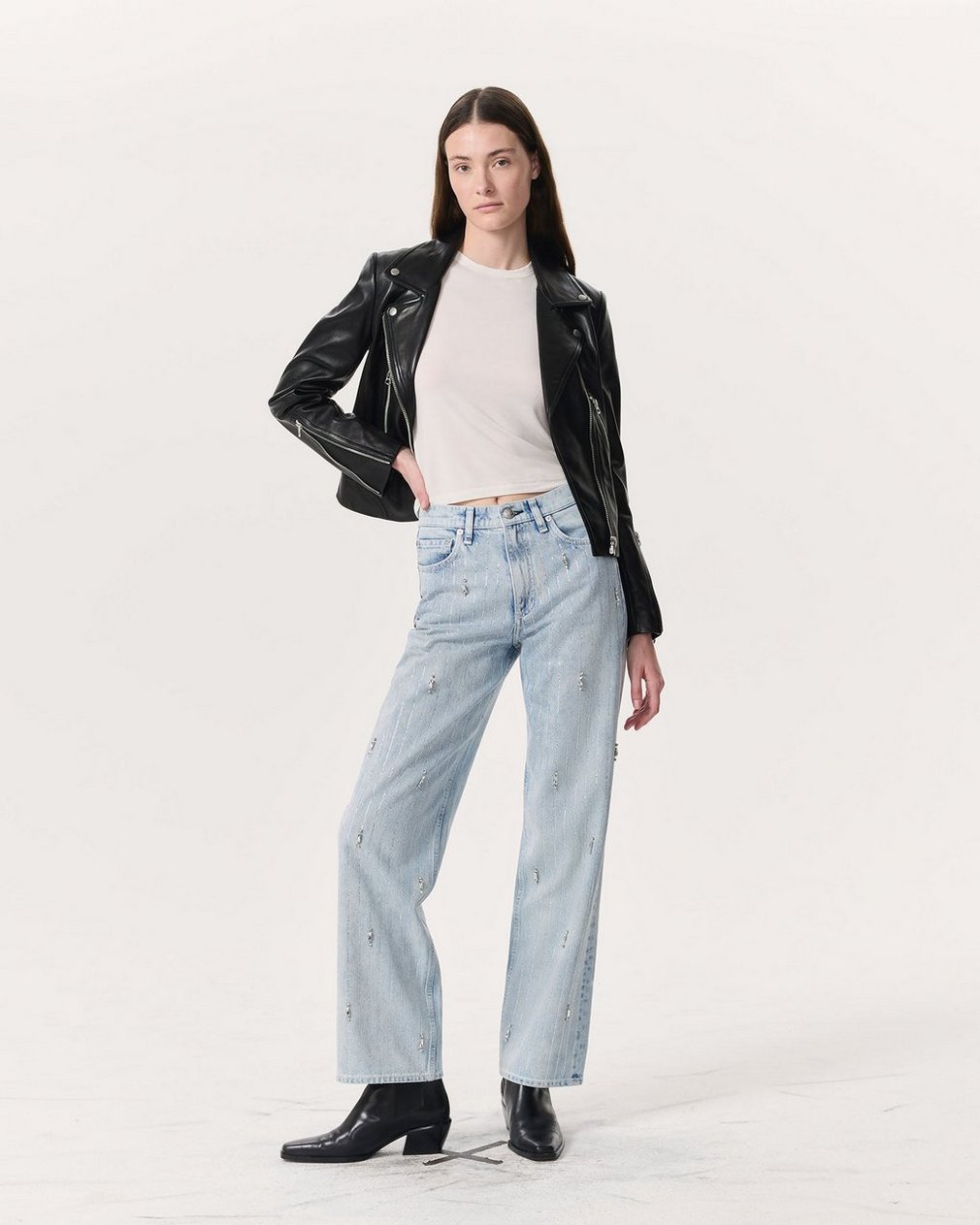Shea Embellished Relaxed Straight Jeans Aliah With Jewel Stripe