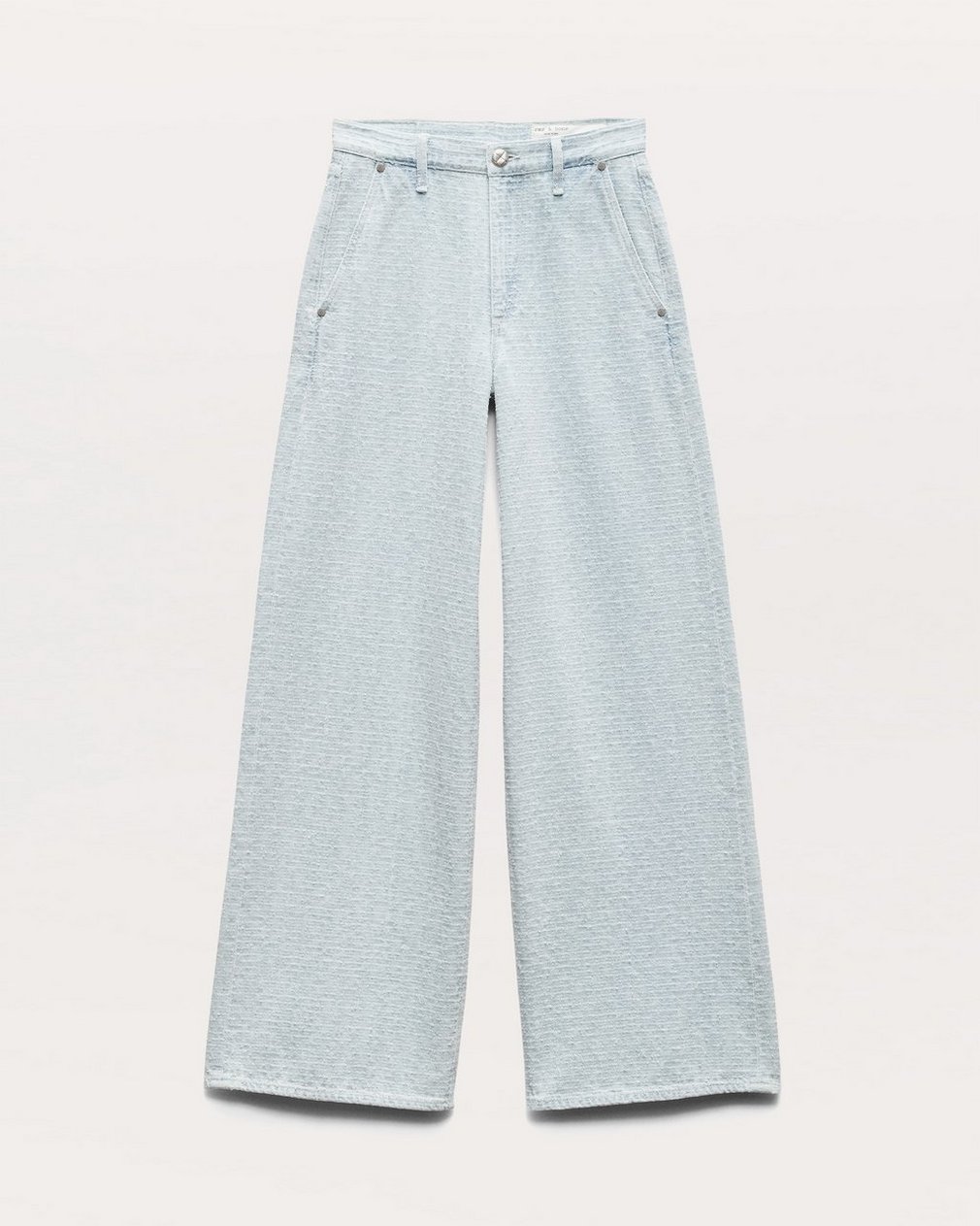 Tailored Sofie Textured Wide-Leg Jeans Sky Blue Tweed - Image 2
