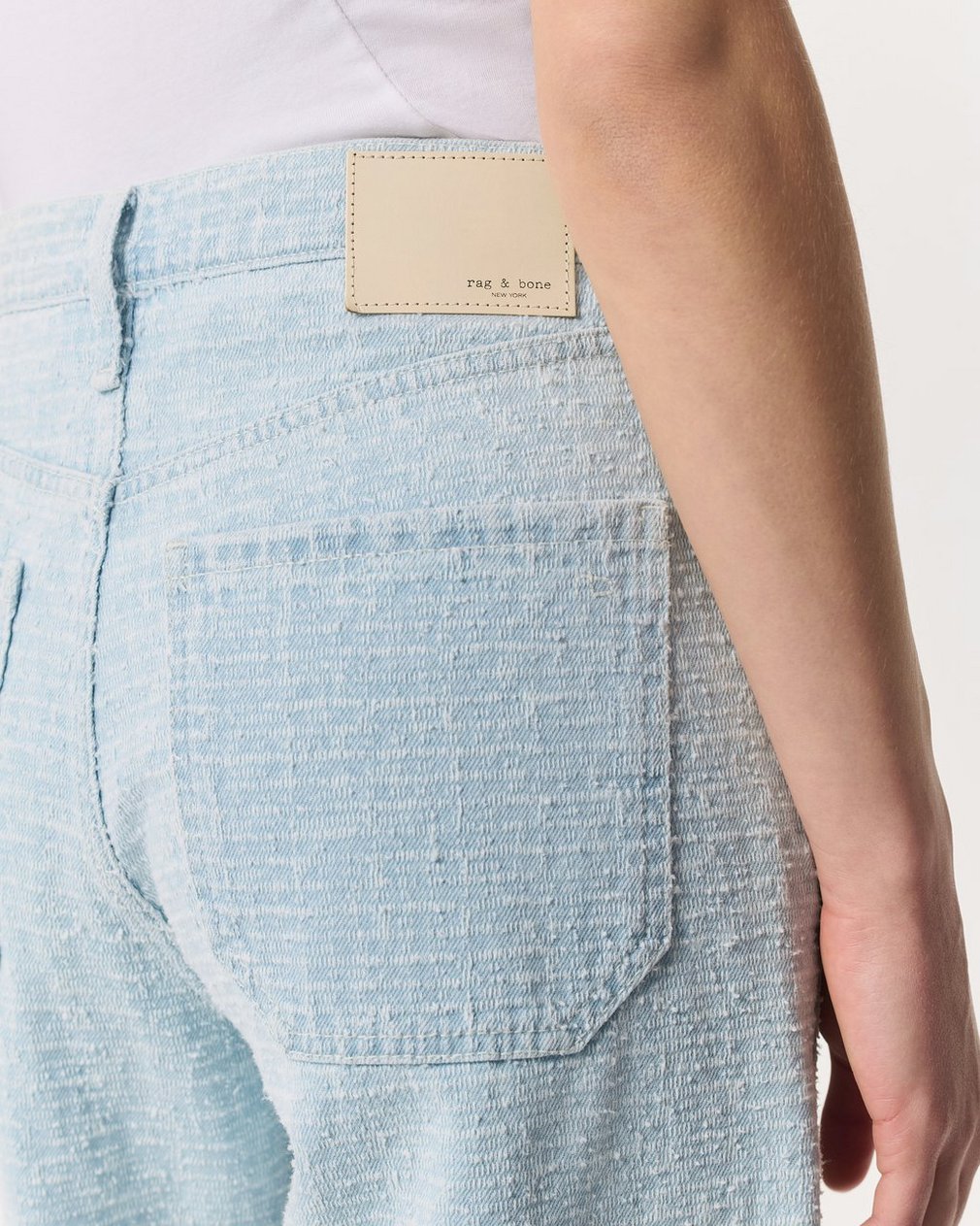 Tailored Sofie Textured Wide-Leg Jeans Sky Blue Tweed - Image 6