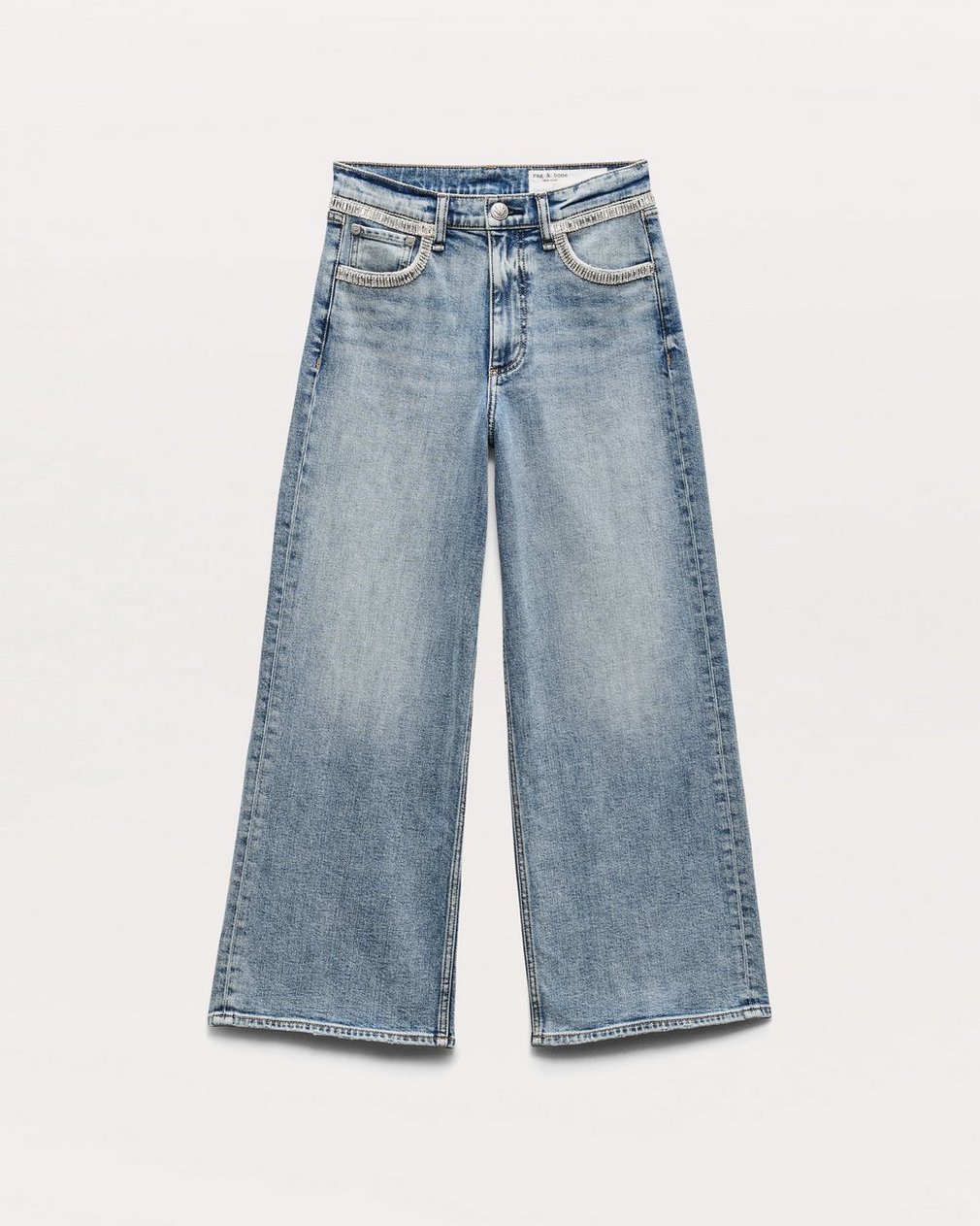Andi Embellished Ankle-Length Wide-Leg Jeans Pacific With Jewel - Image 2