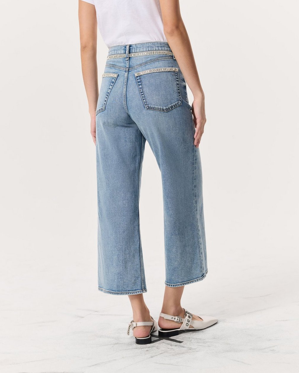 Andi Embellished Ankle-Length Wide-Leg Jeans Pacific With Jewel - Image 5